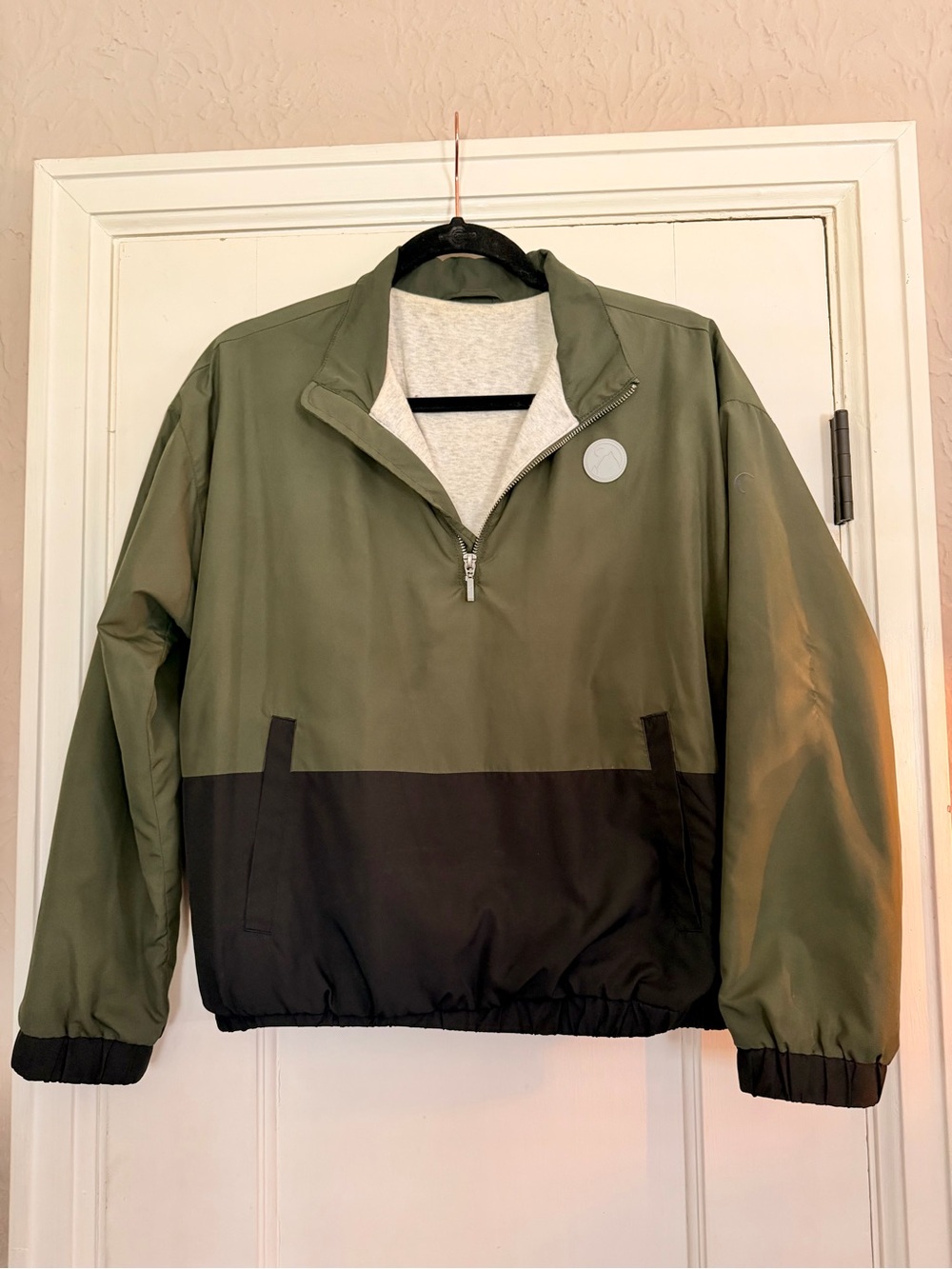 Olive Green and Black Women’s Half-Zip Pullover Jacket